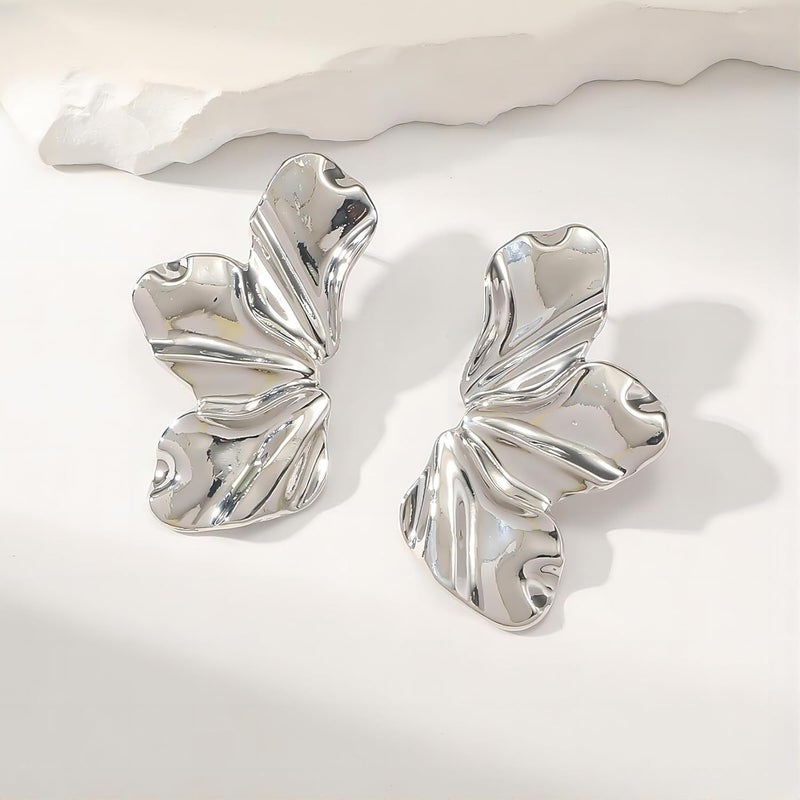 EXPHAIN Irregular Petal Earring For Women Stainless Steel Unique Statement Flower Dangle Earrings Trendy Jewelry Gift - Image 2